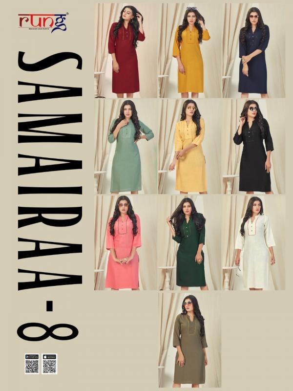 Rung Samairaa 8 Fancy Rayon Embroidery Kurti